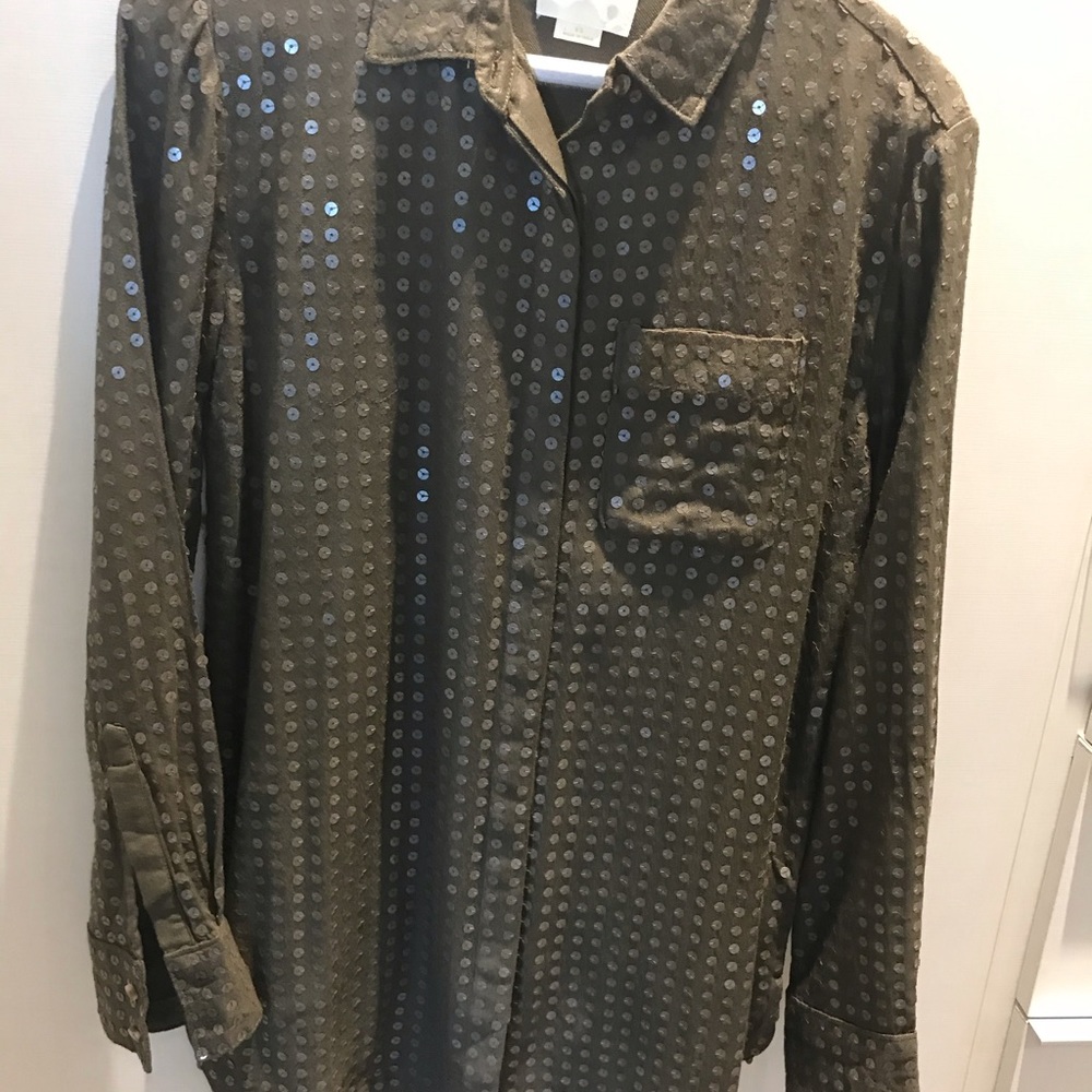 Mauve Olive green sequin shirt